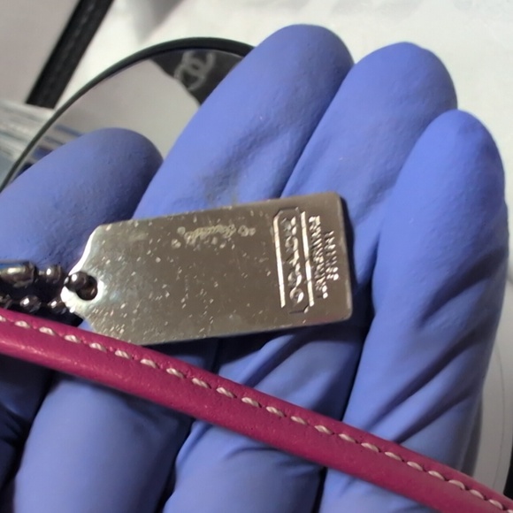 Coach Soho Pastel Striped Wristlet W/ Pink leather Piping, Wristlet, Front Snap - Picture 9 of 16